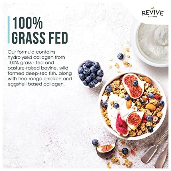 Revive Naturals Vanilla Multi Collagen Protein Powder - 400g - Unsweetened - 5 Types of Collagen Peptides - Hydrolyzed Grass Fed Bovine, Wild Caught Marine & Free-Range Chicken - K