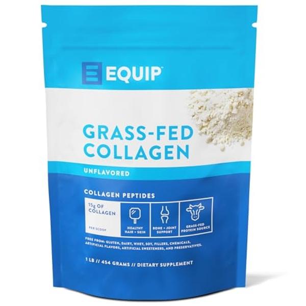 Equip Foods Grass Fed Collagen Powder | Hydrolyzed Bovine Collagen Peptides with Amino Acids | Prime Beef Collagen for Healthy Joints, Skin & Nails | Non-GMO, Paleo Friendly | 30 S