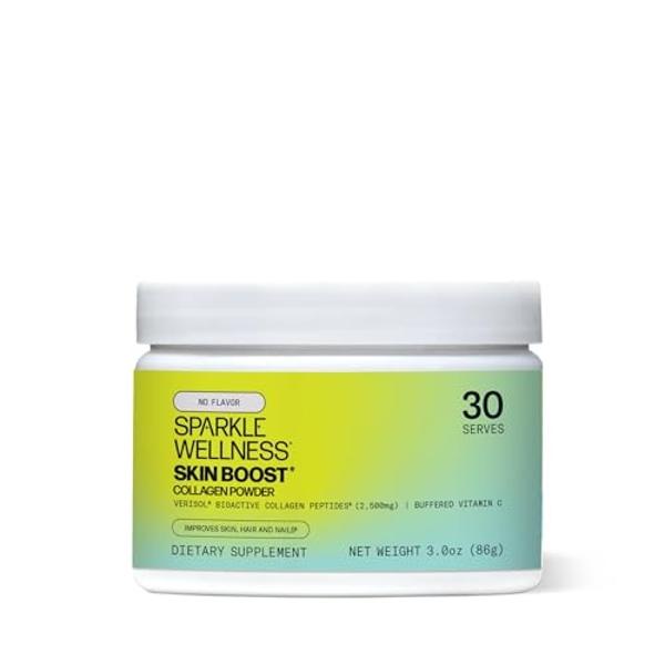 Sparkle Skin Boost No Flavor Verisol Collagen Peptides Protein Powder Vitamin C Supplement Drink, 2.8oz