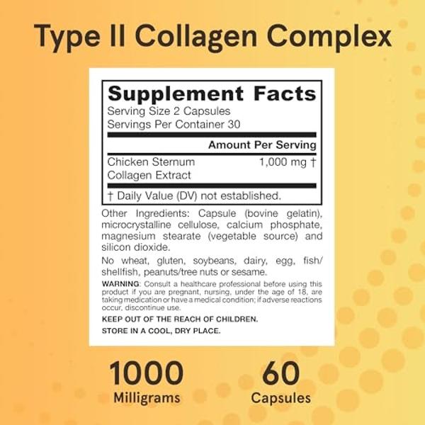 Jarrow Formulas Type II Collagen Complex 1000 mg Supplements, Supports Skin and Joint Health, 60 Capsules, 30 Day Supply