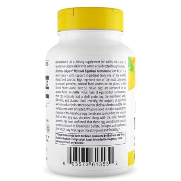 Healthy Origins Eggshell Membrane 500 mg (NEM, Non-GMO, Gluten Free, Joint Support), 30 Veggie Caps