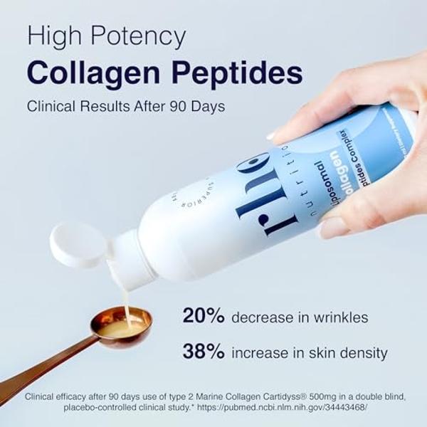 Rho Nutrition Liposomal Collagen Peptides - High-Absorption Liquid Collagen Supplement - Supports Skin Elasticity, Joint Health, and Overall Vitality for Healthy Aging, 5 fl oz