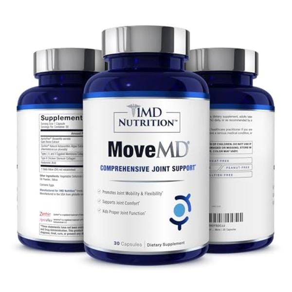 1MD Nutrition MoveMD - Health Supplement for Joint Discomfort & Support - Our Collagen Pills are Skillfully Formulated for Women & Men w/Hyaluronic Acid & Astaxanthin