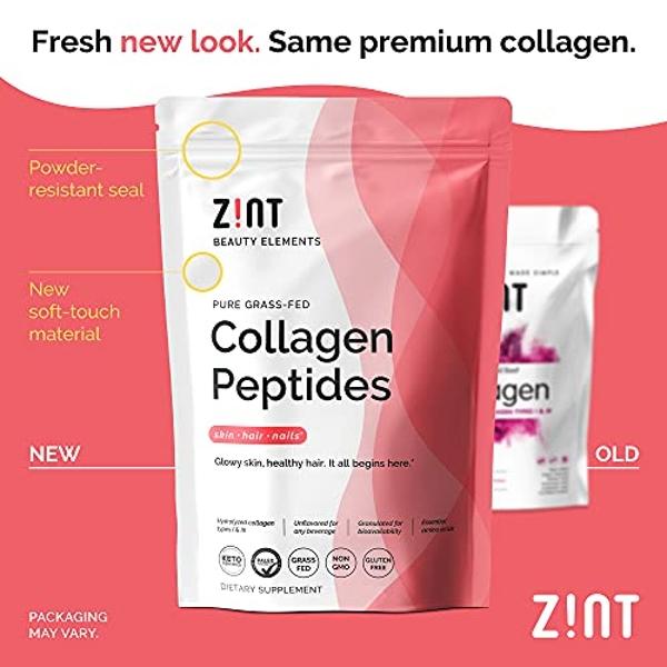 Zint Collagen Peptides Powder (32 oz): Paleo-Friendly, Keto-Certified, Grass-Fed Hydrolyzed Collagen Protein Supplement - Unflavored, Non GMO