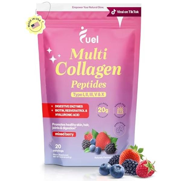 Fuel Beauty Blend Premium multi Collagen Protein Powder – 11-in-1 Collagen formula for Women with Resveratrol Extract Hyaluronic Acid, Biotin beauty supplements Hair, Skin & Nails 