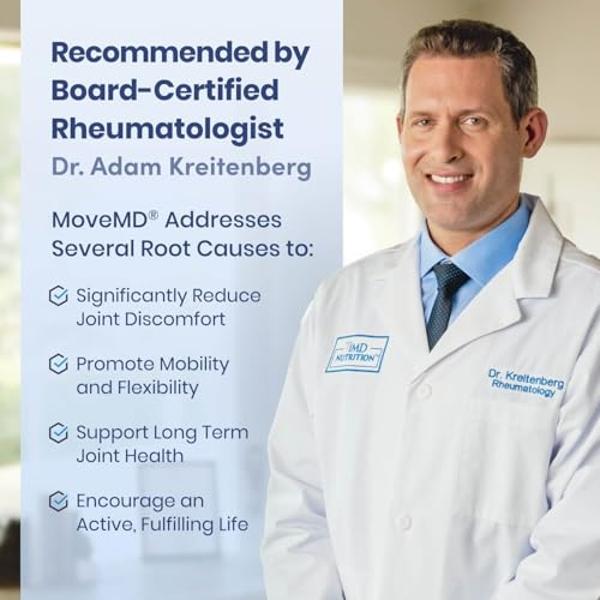 1MD Nutrition MoveMD - Health Supplement for Joint Discomfort & Support - Our Collagen Pills are Skillfully Formulated for Women & Men w/Hyaluronic Acid & Astaxanthin