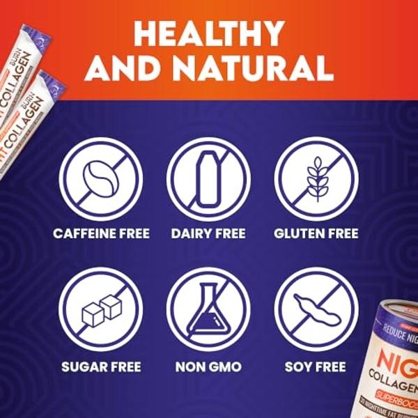 Night Collagen Burn, Nighttime Fat Burner & Weight Loss Support, Natural Deep Sleep SuperLatte, Appetite Suppressant, Skin, Hair, Nails & Joints Support, Superboost 30 Servings