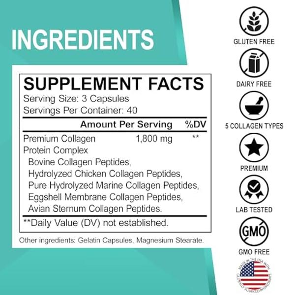 Doctor's Recipes Multi Collagen Peptides with Golden Turmeric, Vitamin C, Biotin, Hyaluronic Acid & Black Pepper, Collagen Supplements for Skin, Hair, Nail, Collagen for Women and 