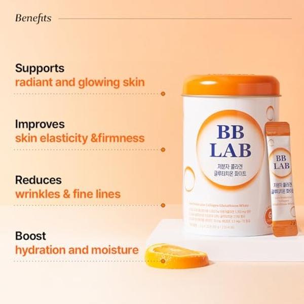BB LAB Collagen Glutathione White, Low Molecular Korean Stick Supplement, Fish Peptides, Vitamin C, Vitamin E, Glutathione, Fast abosorption, Orange Flavor