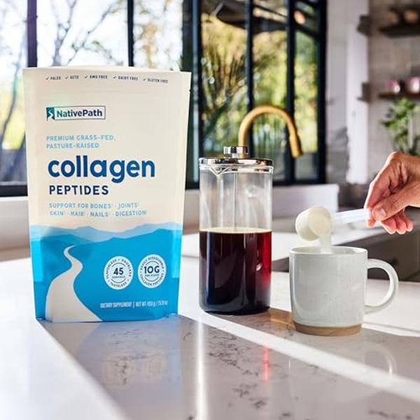 Zint Collagen Peptides Powder (32 oz): Paleo-Friendly, Keto-Certified, Grass-Fed Hydrolyzed Collagen Protein Supplement - Unflavored, Non GMO