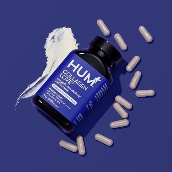 HUM Collagen Love Skin Supplement - Collagen Peptides w/Hyaluronic Acid & Vitamin C, Supports Firm Skin & Helps Minimize Signs of Aging - Skin Supplements for Women and Men (90-Cou