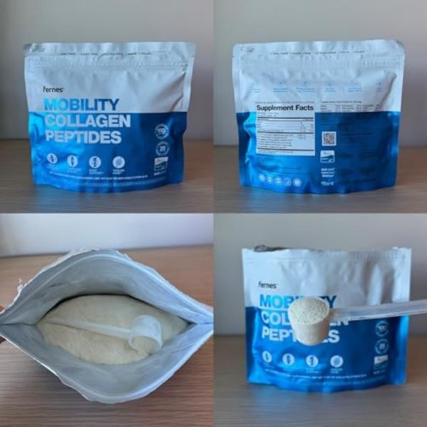 Fernes Mobility Collagen Peptides Powder - Glucosamine, Chondroitin, Hyaluronic Acid & Liposomal Vitamin C Join Bone & Cartilage Support Grass-Fed Type I & III Keto & Paleo 56 Serv