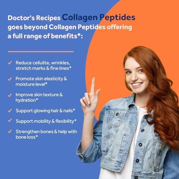 Doctor's Recipes Multi Collagen Peptides with Golden Turmeric, Vitamin C, Biotin, Hyaluronic Acid & Black Pepper, Collagen Supplements for Skin, Hair, Nail, Collagen for Women and 