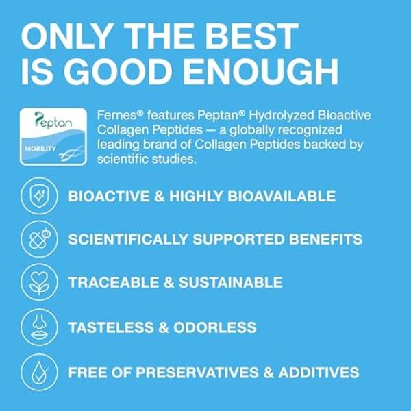 Fernes Mobility Collagen Peptides Powder - Glucosamine, Chondroitin, Hyaluronic Acid & Liposomal Vitamin C Join Bone & Cartilage Support Grass-Fed Type I & III Keto & Paleo 56 Serv
