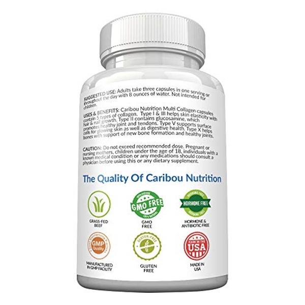 Multi Collagen Pills - 180 Collagen Pills - Type I, II, III, V & X Collagen Capsules - Unique Blend of Collagen Peptides Capsules - Wild Fish, Eggshell, Chicken & Grass-Fed Beef Co