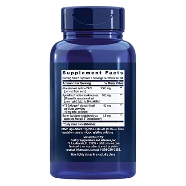Life Extension ArthroMax® Advanced NT2 Collagen™ & AprèsFlex®, glucosamine sulfate, Boswellia (Indian frankincense), joint health, mobility, gluten-free, non-GMO, 60 capsules