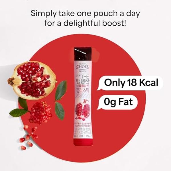 KWANGDONG Pomegranate Korean Collagen Peptides Jelly Stick | Marine Collagen w/Hyaluronic Acid for Hair, Skin, Nails, Beauty, Joints & Immune Support for Men & Women - Convenient D