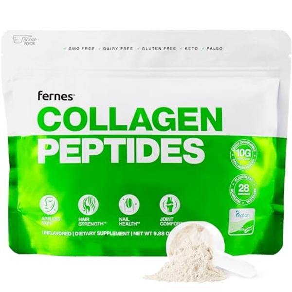 Hydrolyzed Collagen Peptides Supplement for Women & Men - Joint, Hair, Skin & Nails Support - Grass Fed Type I & III - Keto, Paleo - 28 Servings, 9.88 oz, Unflavored Powder