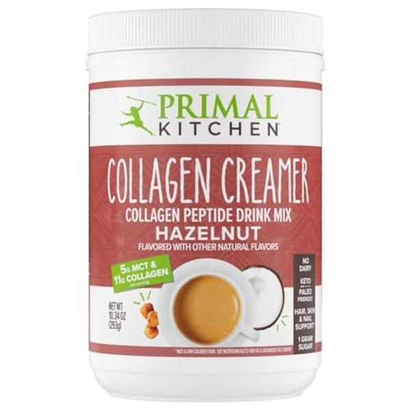 Primal Kitchen Hazelnut Collagen Creamer Powder, Collagen Peptide Drink Mix with MCT Oil,10.34 Ounces