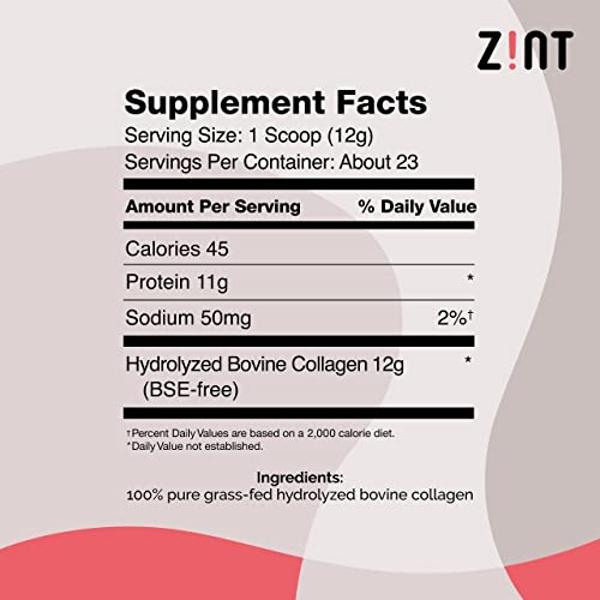 Zint Collagen Peptides Powder: Paleo & Keto Certified - Granulated Collagen Hydrolysate for Enhanced Absorption - Enzymatically Hydrolyzed Protein for Women & Men, 10 oz