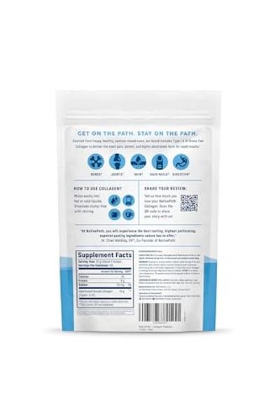 NativePath Collagen Peptides Protein - Hydrolyzed Type 1 & 3 Collagen Powder for Skin, Hair, Nails - 15.9 oz (45 Servings)