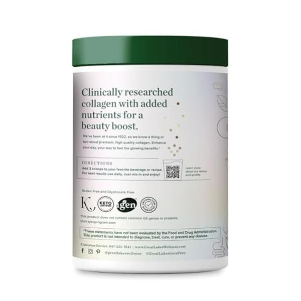 Great Lakes Wellness Beauty Boost Advanced Collagen Peptides Powder with Hyaluronic Acid, Biotin, Vitamin C - Skin Elasticity and Hydration - Raspberry Lemonade Flavor - Non-GMO, K