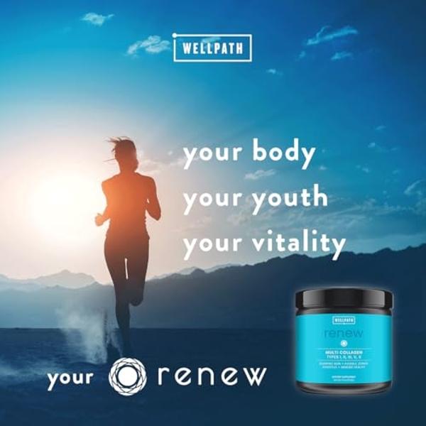 WellPath Renew Multi Collagen Protein Powder for Women | Complex Supplement - Hydrolyzed Grass-Fed Bovine, Marine, & Chicken Sources Collagen Peptides | Types I, II, III, V, X | 11