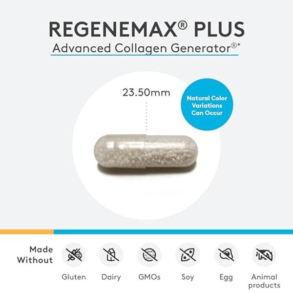 XYMOGEN RegeneMax Plus - Advanced Collagen Supplements with Biotin & Clinically Tested ch-OSA - Supports Skin, Hair, Nails & Bone Health - Collagen for Women & Men (60 Capsules)