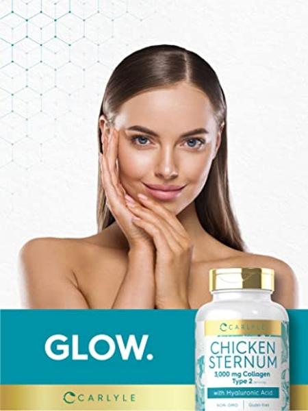 Carlyle Chicken Sternum Cartilage Collagen Capsules | Type II 3000mg | 120 Pills | with Hyaluronic Acid | Non-GMO, Gluten Free