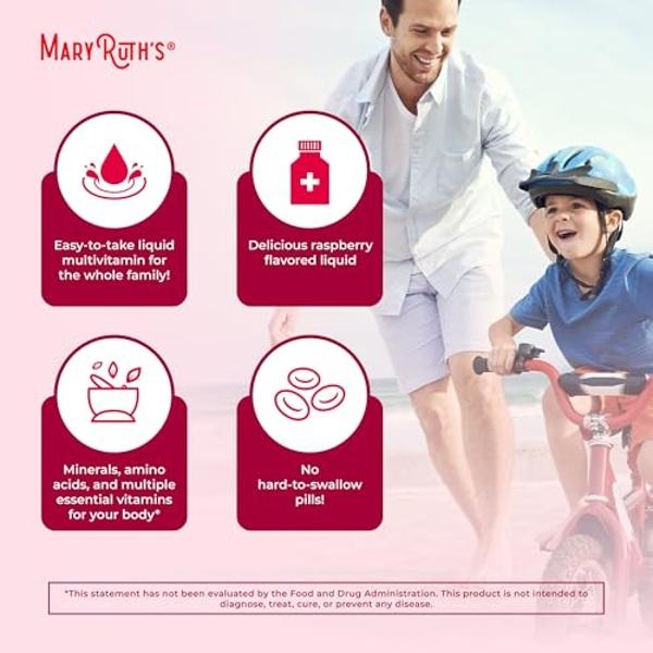 Multivitamin for Women, Men & Kids by MaryRuth's | Liquid Morning Multivitamin | Mens, Womens Vitamins | Vitamin A C D E B6 B12 Biotin Zinc | Beauty | Vegan | Non-GMO | Gluten Free