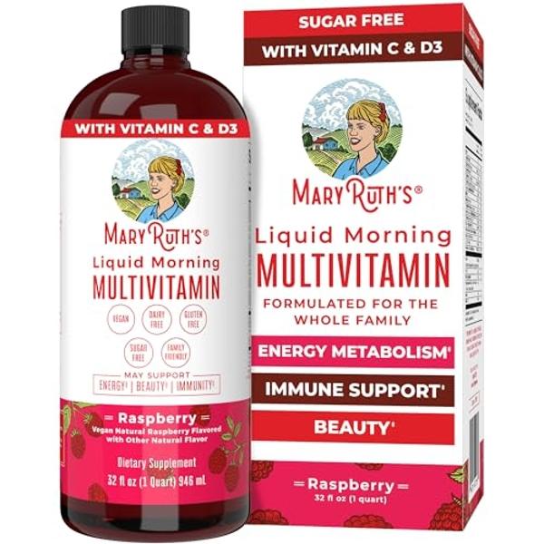 Multivitamin for Women, Men & Kids by MaryRuth's | Liquid Morning Multivitamin | Mens, Womens Vitamins | Vitamin A C D E B6 B12 Biotin Zinc | Beauty | Vegan | Non-GMO | Gluten Free
