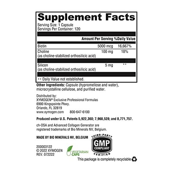 XYMOGEN RegeneMax Plus - Advanced Collagen Supplements with Biotin & Clinically Tested ch-OSA - Supports Skin, Hair, Nails & Bone Health - Collagen for Women & Men (120 Capsules)