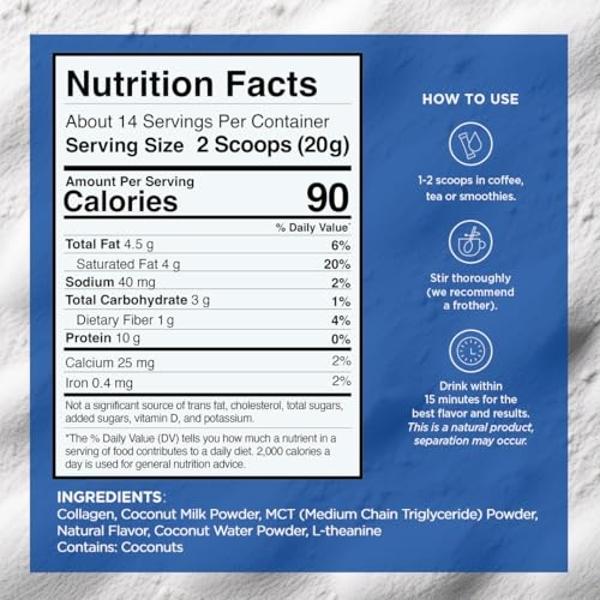 VitaCup Keto + Collagen Coffee Creamer Vanilla Flavor with MCT, Collagen Protein, Coconut Water, L-Theanine for Keto Diet, Use in Coffee, Smoothies, & Shakes, Dairy-Free, Gluten-Fr