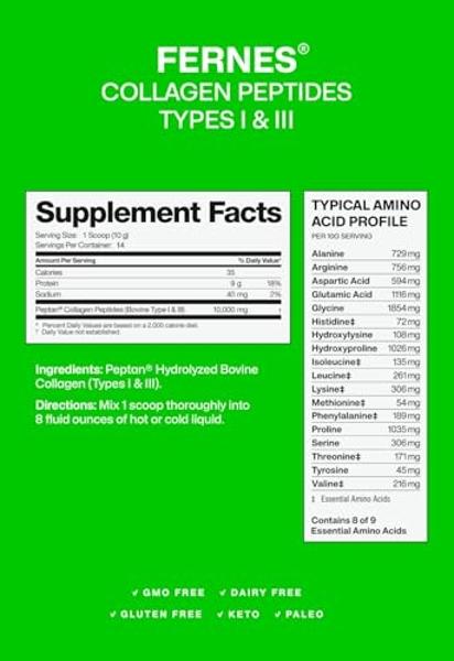 Hydrolyzed Collagen Peptides Supplement for Women & Men - Joint, Hair, Skin & Nails Support - Grass Fed Type I & III - Keto, Paleo - 14 Servings, 4.9 oz, Unflavored Powder