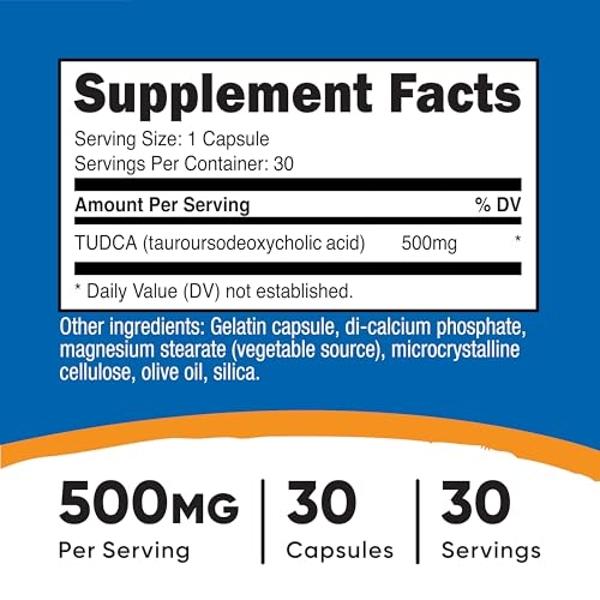 Nutricost Tudca 500mg, 30 Capsules (Tauroursodeoxycholic Acid) - Premium Quality, Gluten Free