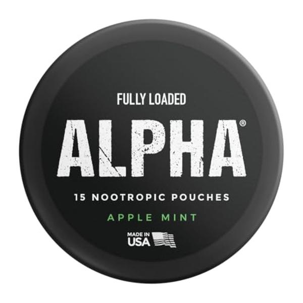 Fully Loaded Alpha Nootropic Pouches (Apple Mint) - 5 Cans - 15 Pouches per can - Effective Nootropic Delivery, Nic Pouch Replacement - Faster Absorption, Alpha GPC, L-Tyrosine, GA