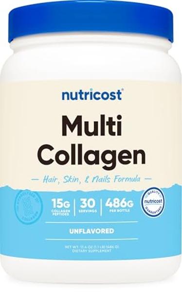 Nutricost Multi Collagen Protein Complex (Unflavored, 30 Servings) - Supplement with Biotin, Hyaluronic Acid, and Collagen Peptides