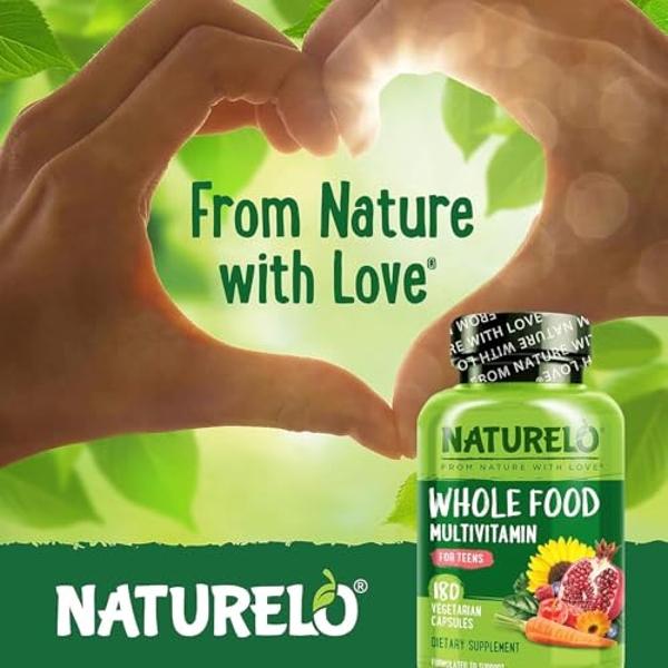 NATURELO Teen Multivitamin - Whole Food Multivitamin - with Minerals for Teenage Boys & Girls - Supplement for Active Kids - Non-GMO - Vegan & Vegetarian - 180 Capsules