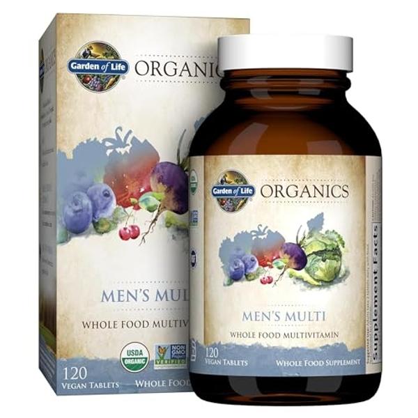 Garden of Life Organics Whole Food Multivitamin for Men, 120 Tablets, Vegan Mens Vitamins and Minerals for Mens Health and Well-Being, Certified Organic Vegan Mens Multi