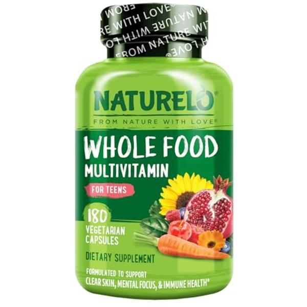 NATURELO Teen Multivitamin - Whole Food Multivitamin - with Minerals for Teenage Boys & Girls - Supplement for Active Kids - Non-GMO - Vegan & Vegetarian - 180 Capsules