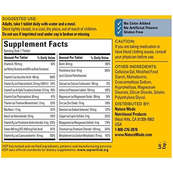 Nature Made Multivitamin For Him with No Iron, Mens Multivitamins for Daily Nutritional Support, Multivitamin for Men, 90 Tablets, 90 Day Supply