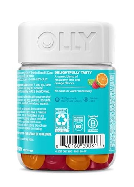 OLLY Kids Chillax Gummies, L-Theanine, Magnesium, Lemon Balm, Chewable Supplement, Sherbet Flavor with Other Natural Flavor - 50 Count