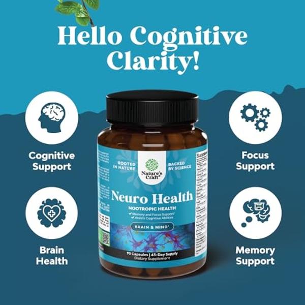 Nootropic Brain Supplement for Memory and Focus Enhancement - Vitamins for Mental Health & Clarity with VIT A, B6, Riboflavin, Niacin, Thiamin & Folate - Cognitive Complex for Mind