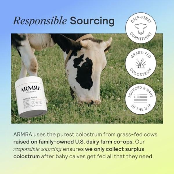 ARMRA Colostrum™ Premium Powder, Grass Fed, Gut Health Bloating Immunity Skin & Hair, Contains 400+ Bioactive Nutrients, Potent Bioavailable, Keto, Gluten & Fat Free (Vine Watermel