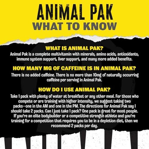Animal Pak - Convenient Multivitamin for Men & Women Daily All-in-One Vitamin & Supplement Pack - Zinc, Vitamins C, B, D, Amino Acids, and Immune Support - Sports Nutrition Perform