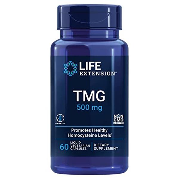 Life Extension TMG 500 mg – Trimethylglycine Supplement – Encourages Healthy Homocysteine Levels – Gluten-free – Non-gmo – Vegetarian – 60 Liquid Vegetarian Capsules