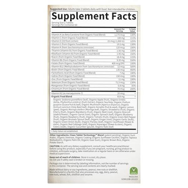 Garden of Life Organics Whole Food Multivitamin for Men, 120 Tablets, Vegan Mens Vitamins and Minerals for Mens Health and Well-Being, Certified Organic Vegan Mens Multi