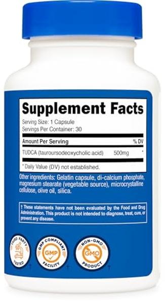 Nutricost Tudca 500mg, 30 Capsules (Tauroursodeoxycholic Acid) - Premium Quality, Gluten Free
