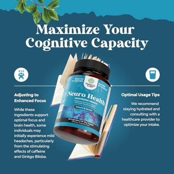 Nootropic Brain Supplement for Memory and Focus Enhancement - Vitamins for Mental Health & Clarity with VIT A, B6, Riboflavin, Niacin, Thiamin & Folate - Cognitive Complex for Mind