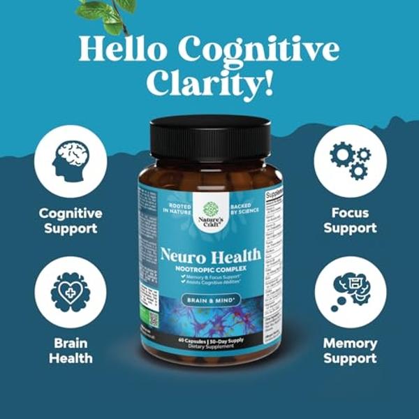 Nootropic Brain Supplement for Memory and Focus Enhancement - Vitamins for Mental Health & Clarity with VIT A, B6, Riboflavin, Niacin, Thiamin & Folate - Cognitive Complex for Mind